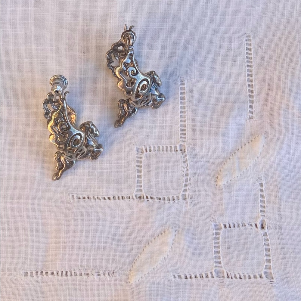 Vintage Silver Pegasus Earrings